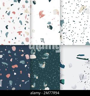 Colorful Terrazzo seamless pattern posters vector set Stock Vector