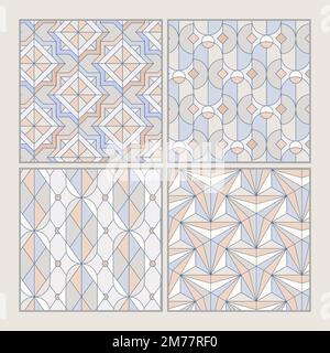 Colorful pastel geometric seamless patterns set Stock Vector