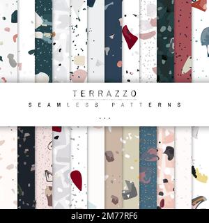 Colorful Terrazzo seamless pattern posters vector set Stock Vector