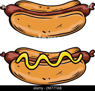 Hot Dog with ketchup. Cartoon Stock Vector Image & Art - Alamy