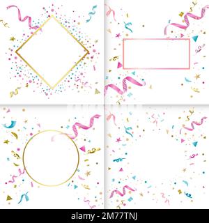 Confetti on blank white background vector set Stock Vector