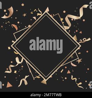 Blank confetti golden diamond badge vector Stock Vector