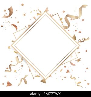 Blank confetti golden diamond badge vector Stock Vector
