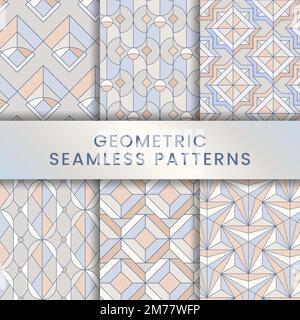 Colorful pastel geometric seamless patterns set Stock Vector