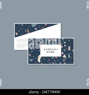 Colorful Terrazzo pattern business card vector Stock Vector