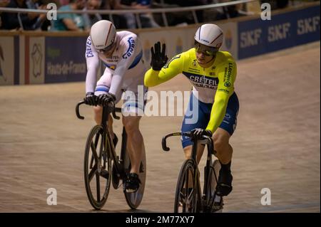 Rayan HELAL and Sebastien VIGIER, Men's Sprint during the Track Cycling French championships 2023 on January 7, 2023 at Stab Velodrome in Roubaix, France - Photo Florian Frison / DPPI Stock Photo