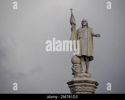 Columbus square with Monument to Christopher Columbus. Plaza de Colon is located in the encounter of Chamberi, Centro and Salamanca districts of Madri Stock Photo