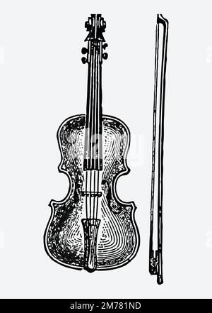 Vintage European style violin engraving vector Stock Vector