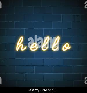 Yellow hello neon sign vector Stock Vector