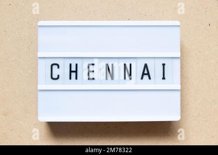 Lightbox with word chennai on wood background Stock Photo