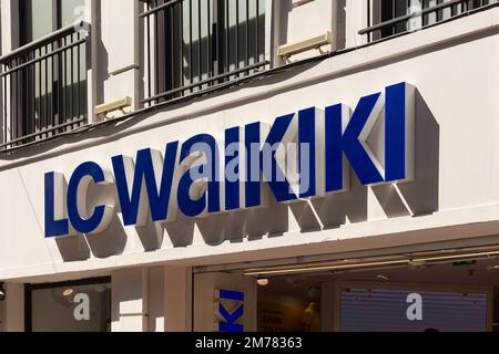 Close up view of Turkish clothing brand's store signage on Istiklal Avenue in Istanbul. Stock Photo