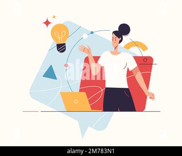 Vector illustration on the subject of creativity, generating innovative ideas, imagination and inspiration Stock Vector