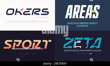 Collection of vector sans serif fonts, uppercase letter sets, alphabets Stock Vector