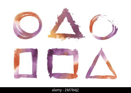 Watercolor geometric shapes vector set Stock Vector