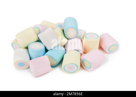 Marshmallows of different colors isolated on white background Stock Photo