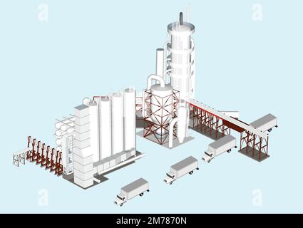 Industrial complex, Factory buildings color icons set Stock Vector