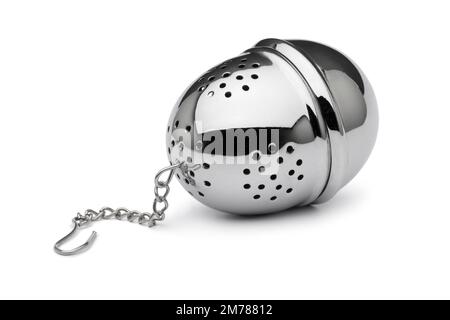 Single metal tea strainer, tea egg, isolated on white background Stock Photo