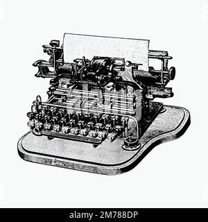 Vintage Victorian style retro typewriter engraving vector Stock Vector