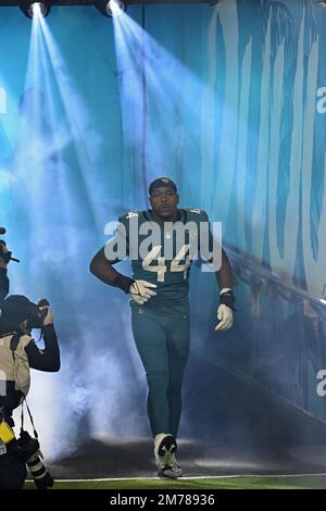 Jacksonville Jaguars linebacker Travon Walker (44) runs to the ball during  an NFL football game against the Denver Broncos at Wembley Stadium in  London on Sunday, Oct. 30, 2022. (AP Photo/Gary McCullough