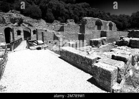 Ruins of the Sanctuary of Asciepius, ancient Butrint, UNESCO World Heritage Site, Butrint National Park, Saranda District, Southern Albania, Europe Stock Photo