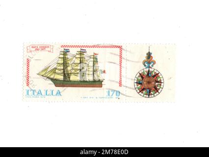 Vintage postage stamps from Italy isolated on a white background. Stock Photo