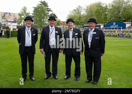Ascot, Berkshire, UK. 7th May, 2022. Ascot Stewards in the Parade Ring at the May Racing Weekend Victoria Cup Raceday at Ascot Racecourse. Credit: Maureen McLean/Alamy Stock Photo