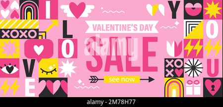Valentines day Sale banner, flyer. Stock Vector