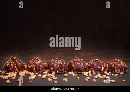 chocolate sweet  meringue on dark background dessert Stock Photo