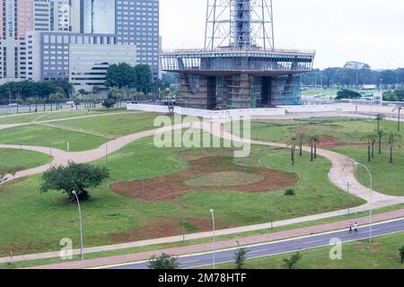 Architectural detail of the Burle Marx Garden located at the Exio Monumental (Monumental Axis), a central avenue in Brasília's city design Stock Photo