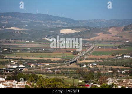 Part of the Spanish highspeed rail network around the rural small town of Antequera, Spain Stock Photo