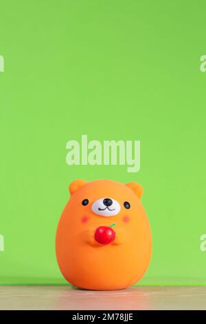 A generic and happy bear soft toy to teach small children about wildlife and nature with copy space Stock Photo
