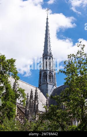 Spire of the Sainte-Croix Cathedral in Orleans (Orleans, Loiret, Centre-Val de Loire, France) Stock Photo