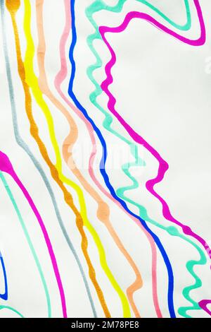 Colorful abstract scribble by felt-tip pen, handwritten lines by marker, random sketches as abstract background on white paper Stock Photo