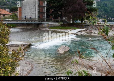 Bellano, Italy - April 30, 2022: Bellano lakeside. Stock Photo