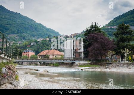 Bellano, Italy - April 30, 2022: Bellano lakeside. Stock Photo