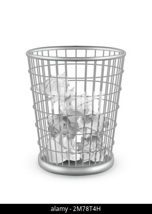 Office bucket. Realistic containers for cutting and damaged pieces of paper decent vector mockup templates Stock Vector