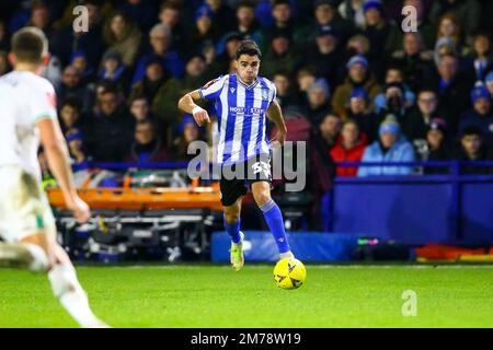 Hillsborough Stadium, Sheffield, England - 7th January 2023 Reece James (33) of Sheffield Wednesday - during the game Sheffield Wednesday v Newcastle United, Emirates FA Cup,  2022/23, Hillsborough Stadium, Sheffield, England - 7th January 2023 Credit: Arthur Haigh/WhiteRosePhotos/Alamy Live News Stock Photo