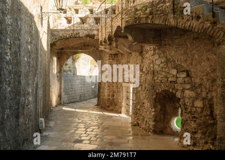 Kotor, Montenegro - June 7, 2022: Gurdic Gate and bastion, entrance to the Old Town of Kotor, Montenegro Stock Photo