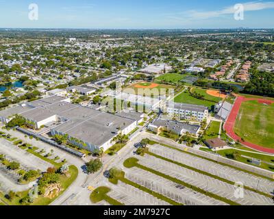 Davie, FL, USA - January 6, 2022: Aerial photo Western High School Stock Photo