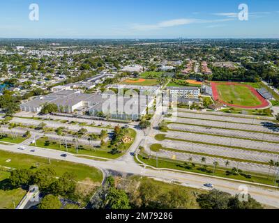 Davie, FL, USA - January 6, 2022: Aerial photo Western High School Stock Photo