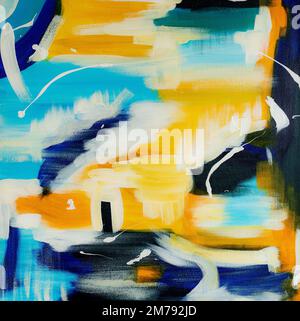 Abstract, modern, contemporary acrylic painting on canvas. Stock Photo