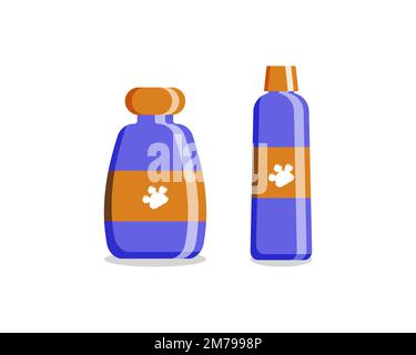 Flat icon with shampoo pet on white background. Icon symbol. Flat vector illustration. Funny vector illustration. White background. Vector illustration Stock Vector
