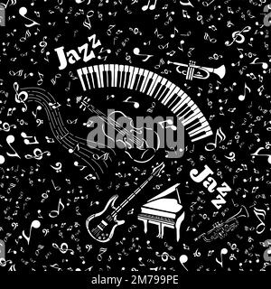 Seamless pattern music and notes. Vector illustration Stock Vector