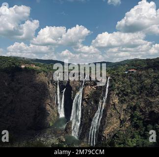 A scenic view of Jog Falls Waterfall on the Sharavati river in Karnataka, India Stock Photo