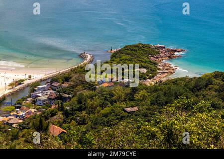 Aerial view of Barra da Lagoa canal, Santa Catarina, Brazil Stock Photo