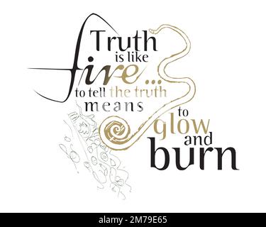 Truth is like fire, glow and burn: Gustav Klimt's Typographically Illustrated Thought about what fire and glow reaction it causes in people Stock Photo