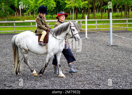 The 2017 Inchcoonans Equestrian Premier Competition Yard & Livery Facility near Errol, a small historical village in Perth & Kinross, Scotland Stock Photo