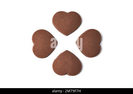 heart shaped chocolate cookies isolated on white background Stock Photo