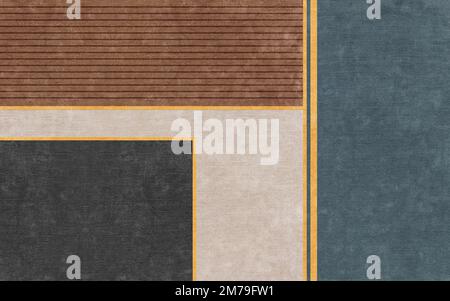 An illustration of abstract colorful shapes isolated on a carpet-textured background Stock Photo
