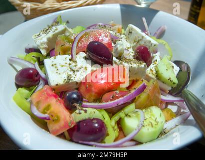 Greek salad, Corfu, Ioanian islands, Greece Stock Photo